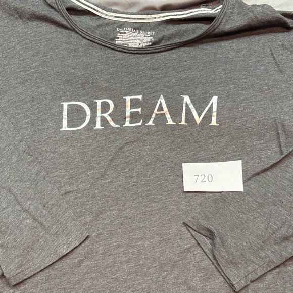 Victoria's Secret Grey "DREAM" Long Sleeve Sleep Shirt Pajama Soft Cotton Blend - Picture 6 of 6